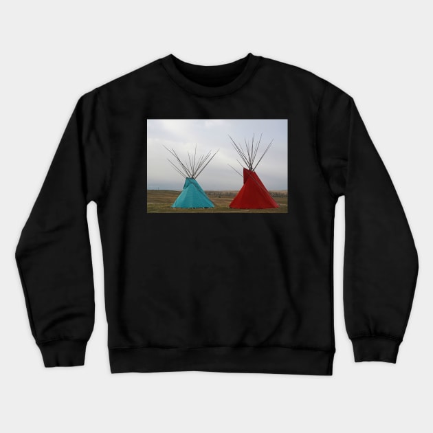 Red and Blue Tipi Crewneck Sweatshirt by Whisperingpeaks